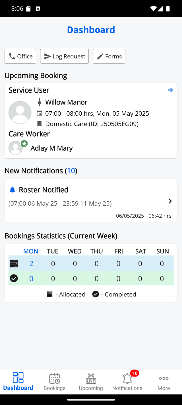 ArtivisCare: Caregiver Operations screen 1